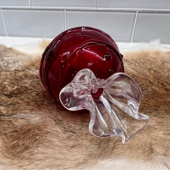 Vintage Plastic Hard Candy Wrapper Shaped Trinket Gift Box Red Brass Hinged - Picture 3 of 9